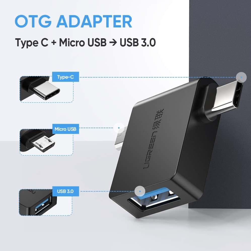 SEN Adattatore 2-in-1 Micro USB Type-C Adattatore USB 3.1 Type-C a USB OTG per Dati Argento 