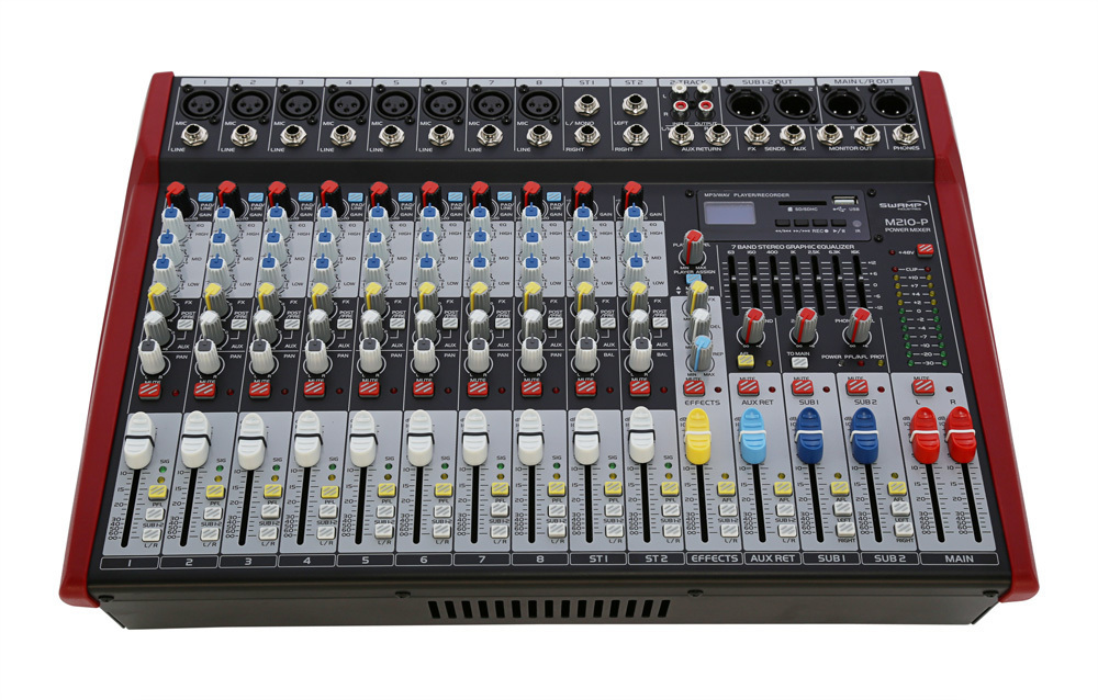 SWAMP 10 Channel Powered Mixing Desk - 2x 300W - 8 Mic Preamps ...