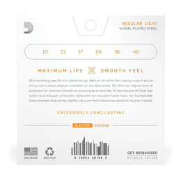 D'Addario XSE1046 XS Coated Nickel Plated Electric Guitar Strings 10-46
