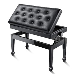 Donner Duet Adjustable Height Two-Seater Piano Bench - Black
