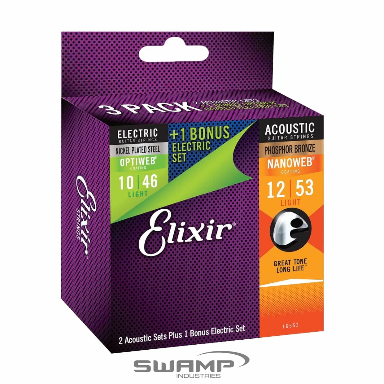 Elixir E12077 Nanoweb Electric Guitar Strings LightHeavy Gauge 1052