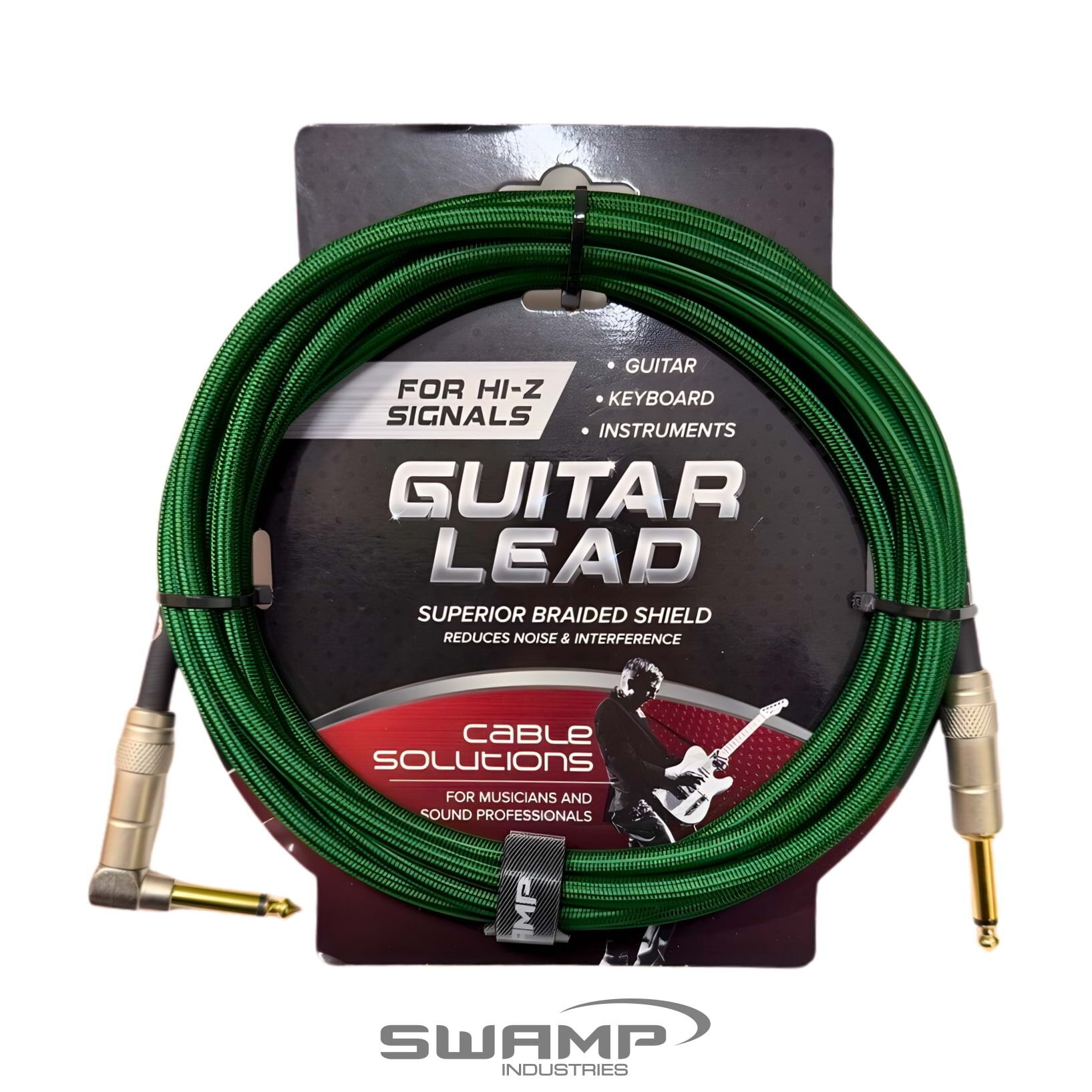 SWAMP TRG Series Braided Guitar Lead - Green