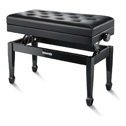 Donner Duet Adjustable Height Two-Seater Piano Bench - Black