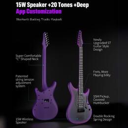 Enya Inspire Smart Carbon Fibre Super Strat Electric Guitar - Purple