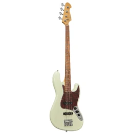 Artist AJBDLX Deluxe Bass Guitar with Premium Gig Bag - Vintage White