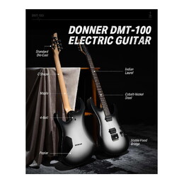 Donner DMT-100 Electric Guitar with HH Pickups - Gradient Black