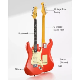 Donner DST-600 ST Electric Guitar - Red SSS