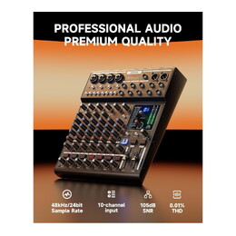 Donner DAM1000 10 Channel Mixer - 4 Mic Preamps - USB Audio Interface