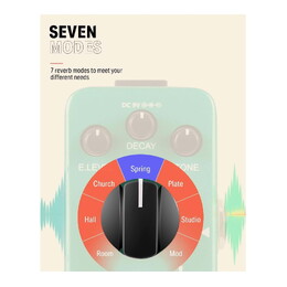 Donner Verb Square 7 Mode Reverb Guitar Effects Pedal
