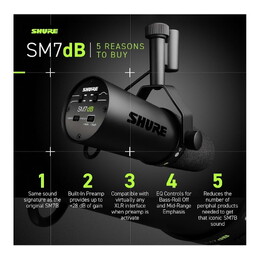 Shure SM7dB Dynamic Vocal Microphone With Built-in Preamp