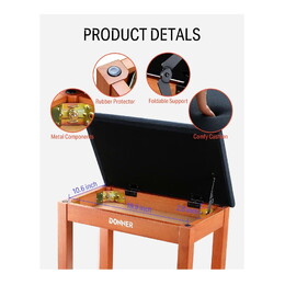 Donner Solid Wood Piano Bench - Burly Wood