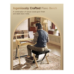 Donner DKB-300 Padded Piano Bench - Light Wood