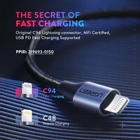 UGREEN 60759 Braided USB C to Lightning Cable - 3ft