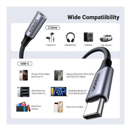 UGREEN 80154 USB-C to 3.5mm M/F Cable Braided - 10cm