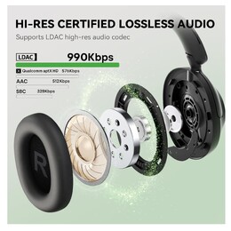 OneOdio Focus A6 Over-Ear Hybrid ANC Wireless Bluetooth 6.0 Headphones