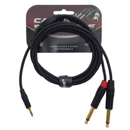 Mini-Jack to Dual 1/4" - Left/Right Splitter Cable - 2m