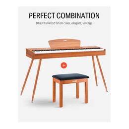 Donner Solid Wood Piano Bench - Burly Wood