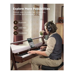 Donner OURA R300 88-Key Weighted Keyboard Piano - Walnut Wood