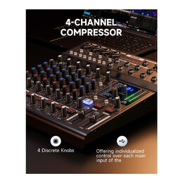 Donner DAM1000 10 Channel Mixer - 4 Mic Preamps - USB Audio Interface