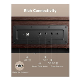 Donner OURA R300 88-Key Weighted Keyboard Piano - Walnut Wood