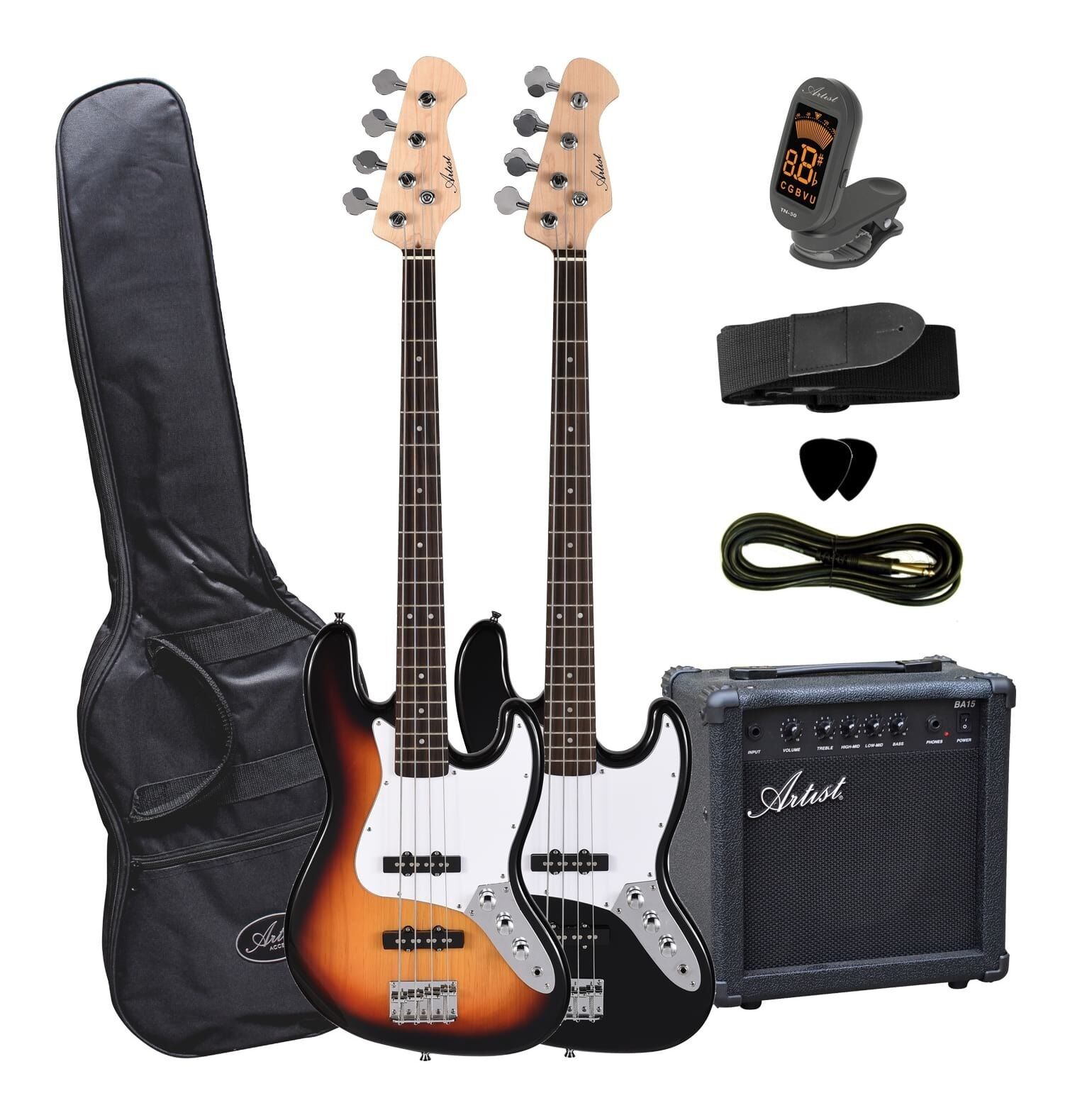 Artist Electric Jazz Bass Guitar and Amplifier Starter Pack SWAMP