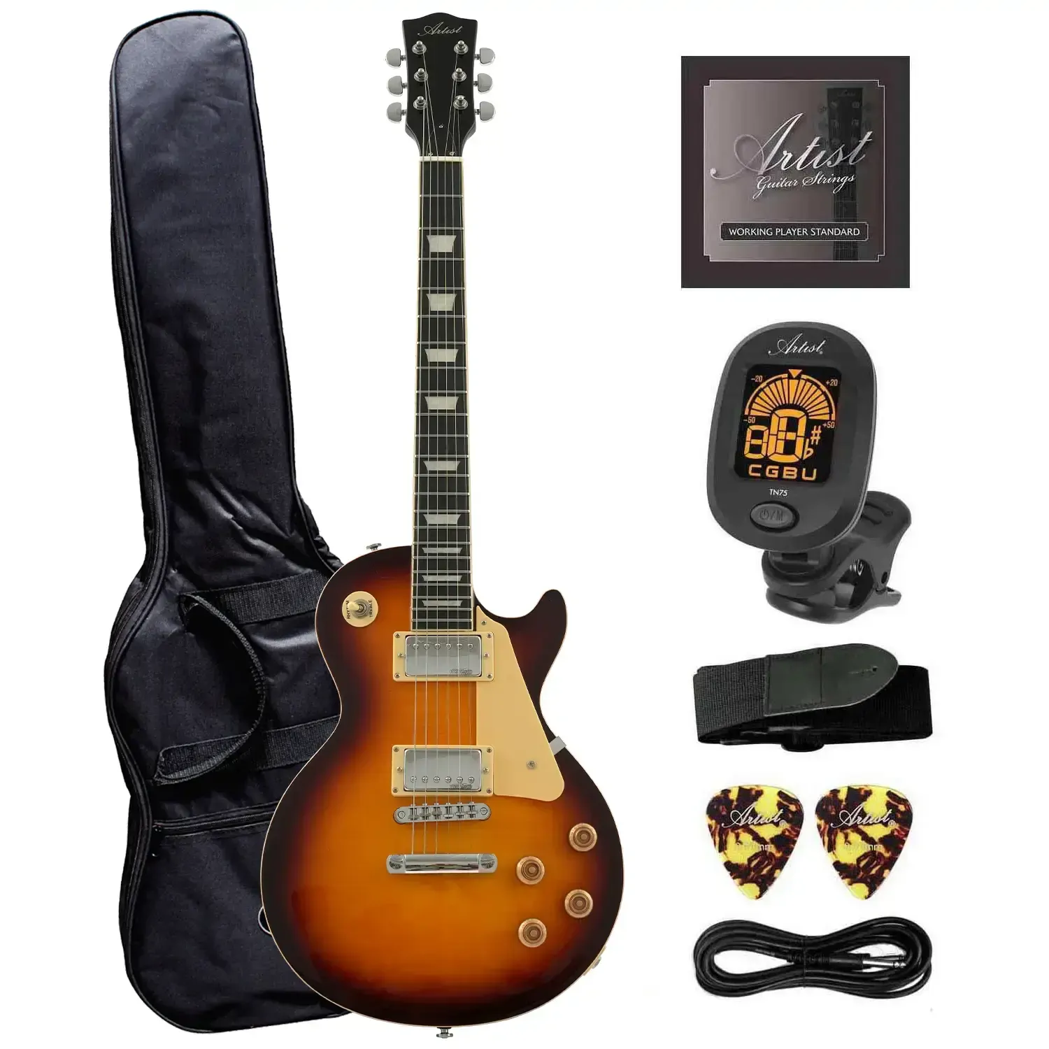 Artist AP1 LP Style Electric Guitar with Accessories - Vintage Sunburst