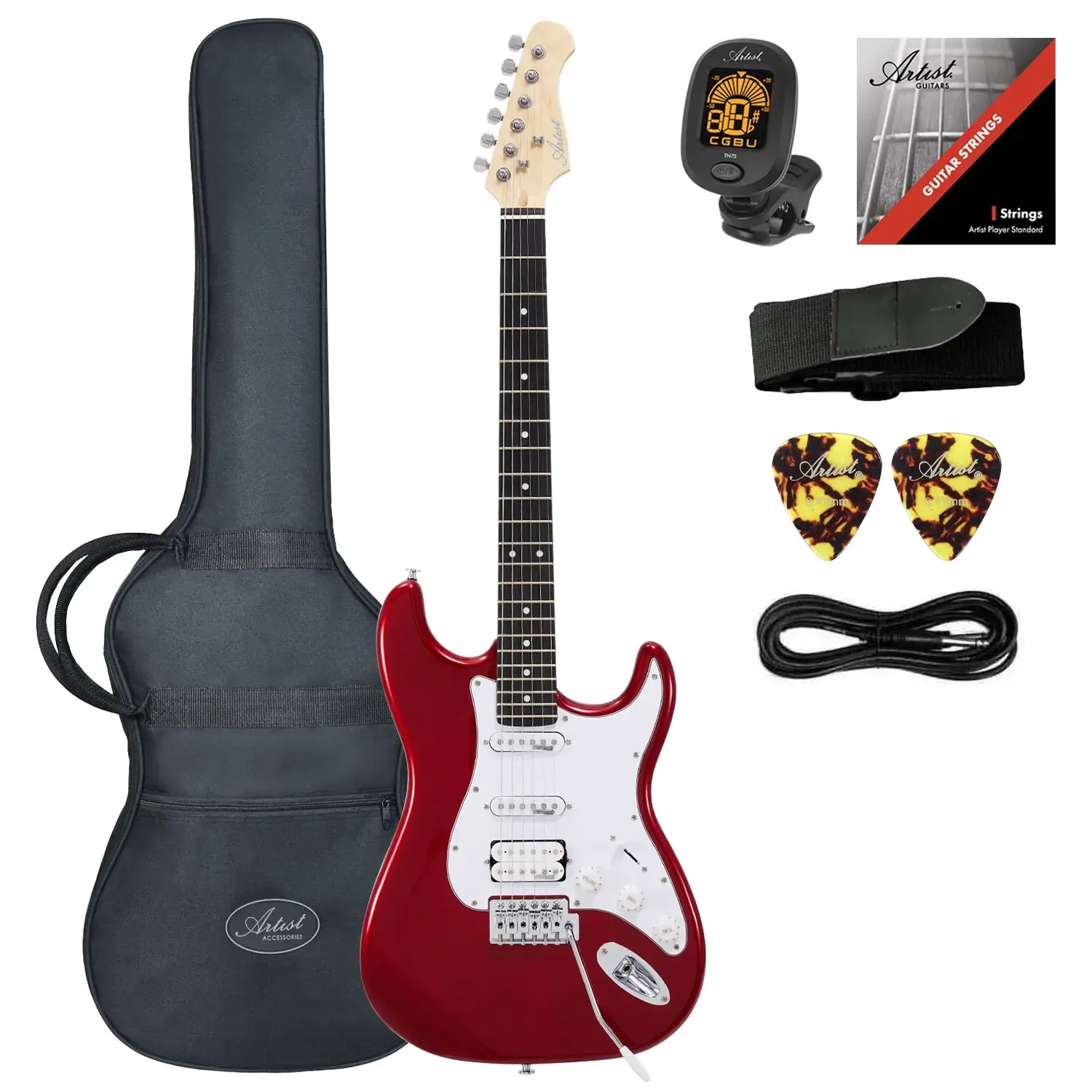Artist AS1 ST Style HSS Electric Guitar - Candy Apple Red