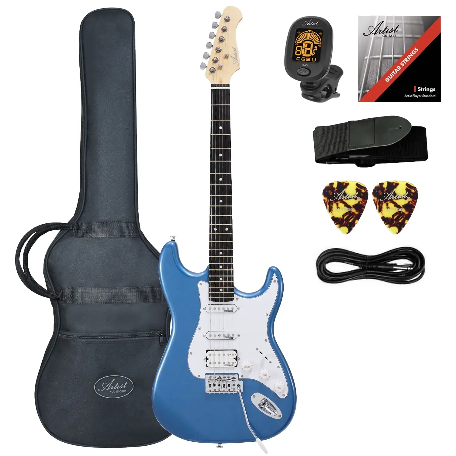 Artist AS1 ST Style HSS Electric Guitar - Metallic Blue