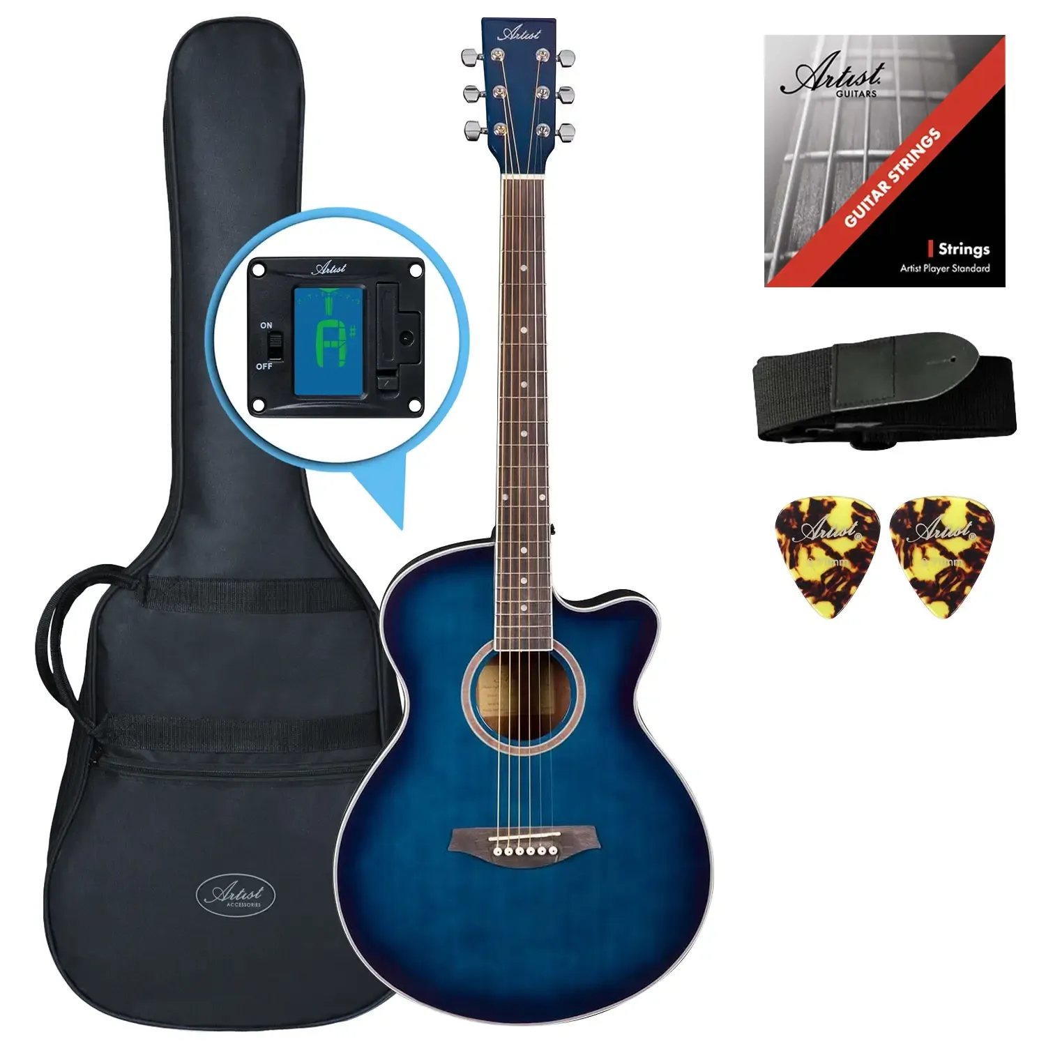 Artist LSPSTBB Small Body Acoustic Guitar Pack - Blue Burst