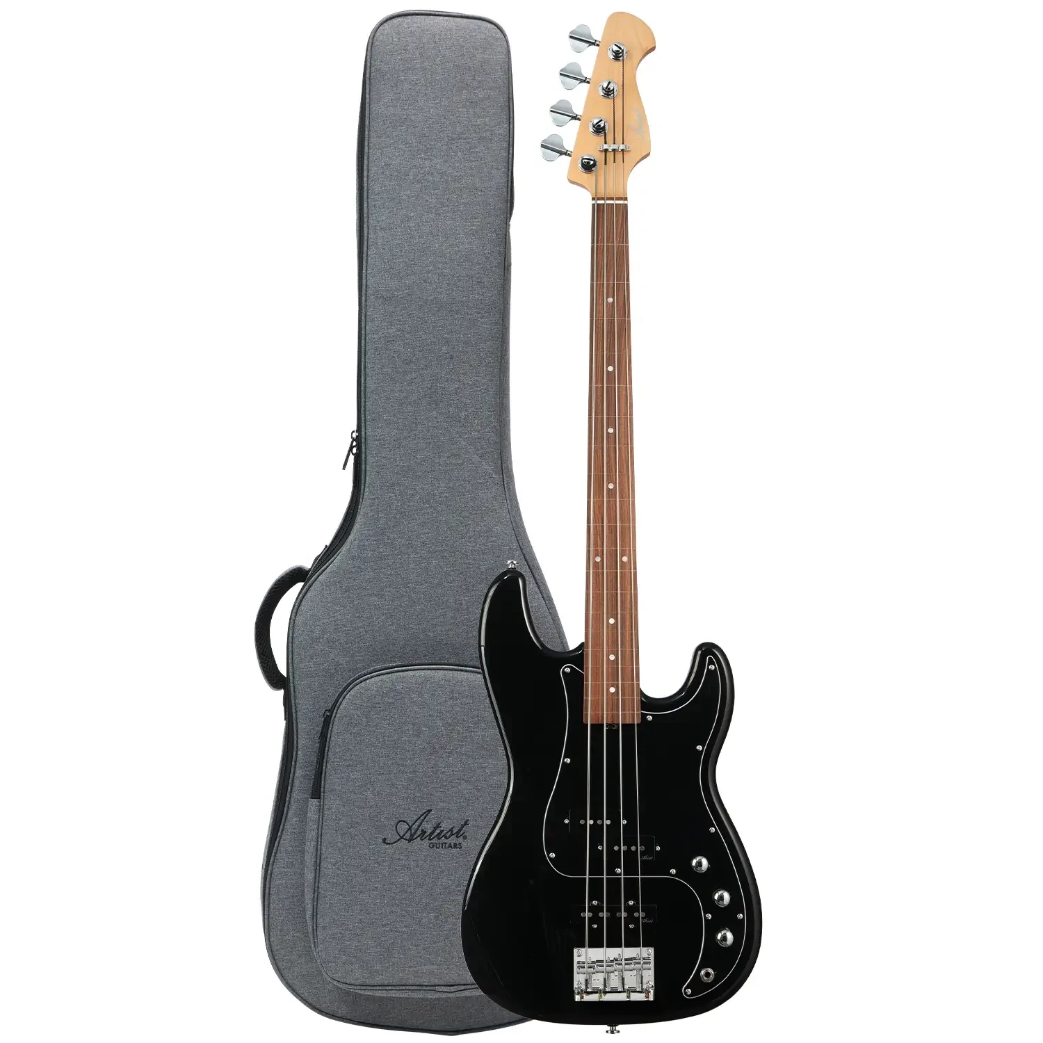 Artist APJ4F Fretless Bass Guitar with Premium Gig Bag - Black
