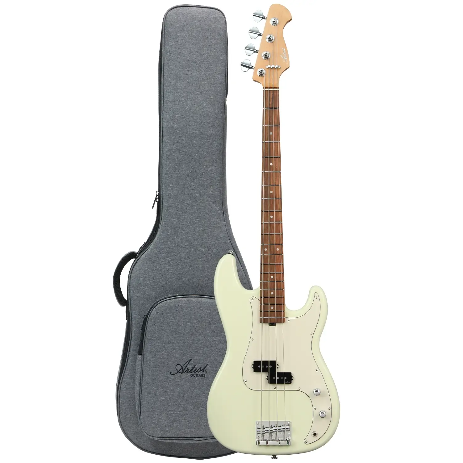 Artist APBDLX Deluxe Bass Guitar with Premium Gig Bag - Vintage White