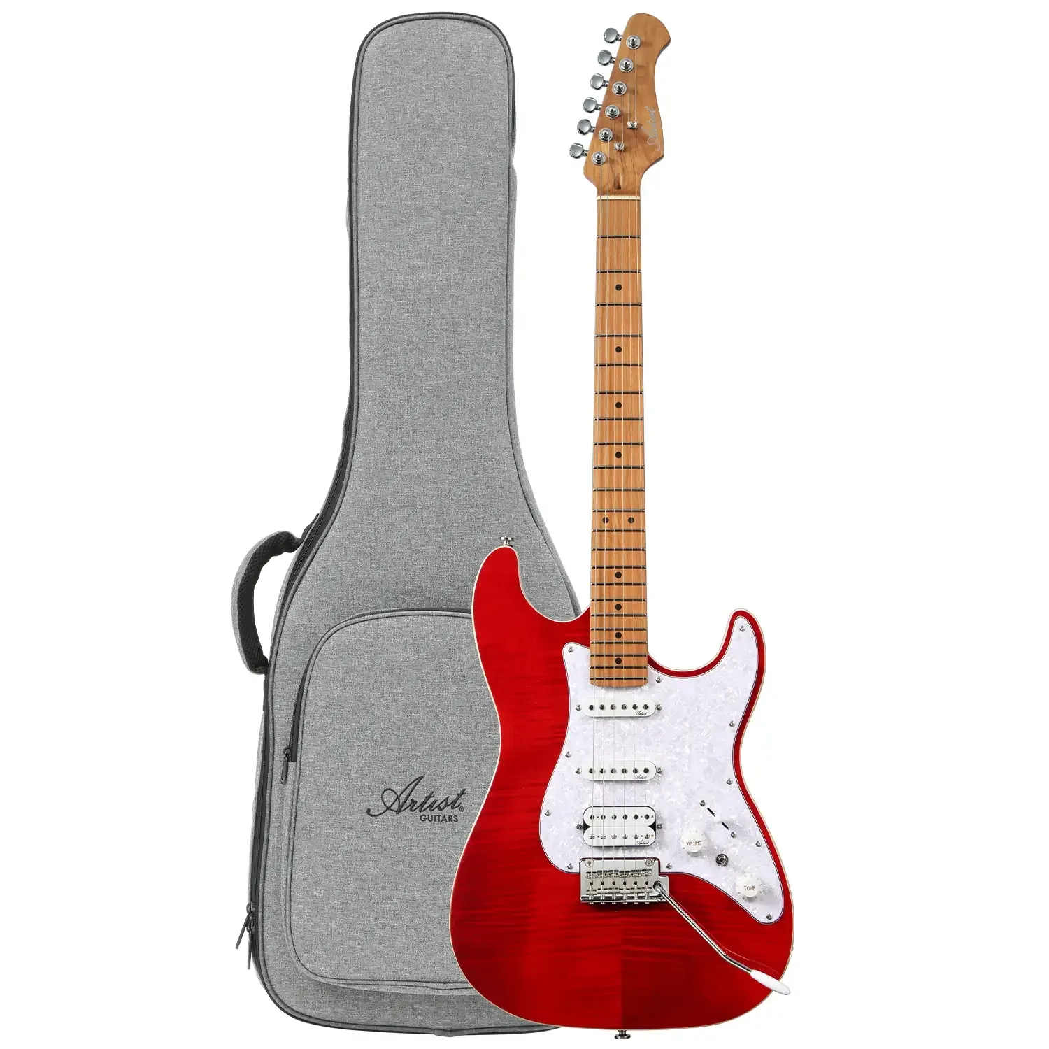 Artist AS30 HSS Electric Guitar with Premium Gig Bag - Ruby Flame
