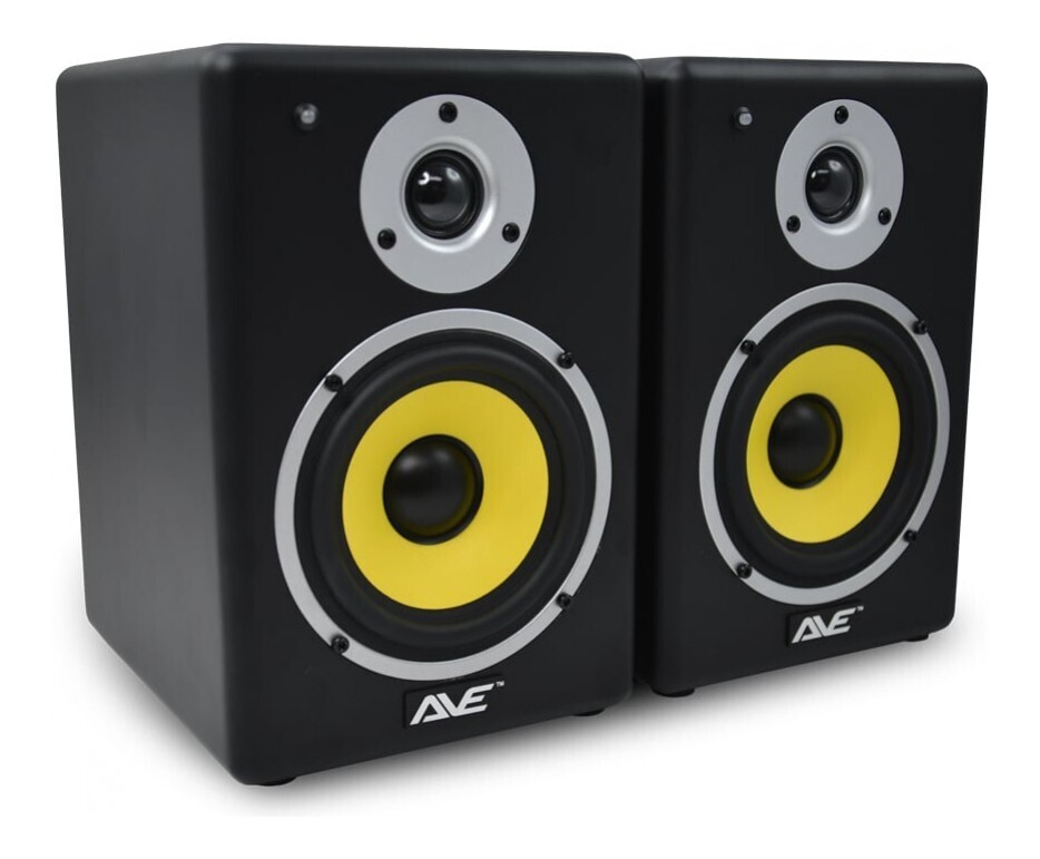 AVE Fusion 5 Inch Studio Monitor - Pair/Single - White/Yellow - Yellow Cone - Pair