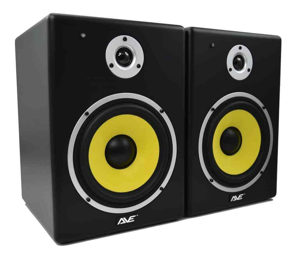AVE Fusion 8 Inch Studio Monitor - Pair/Single - White/Yellow - Yellow Cone - Pair
