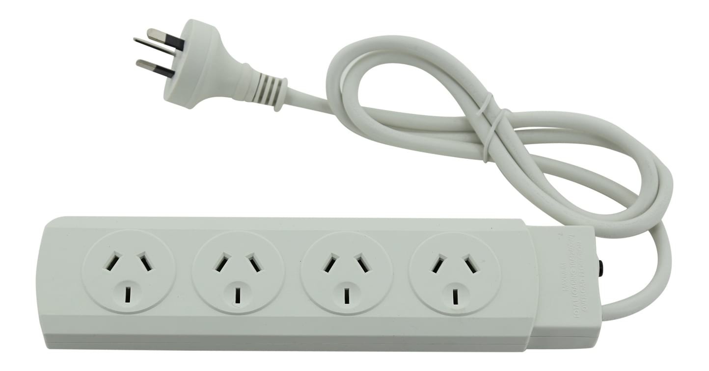 Eversure 4 Outlet Power Board with 10A Overload Protection White SWAMP Eversure 4 Outlet Power Board with 10A Overload Protection White SWAMP