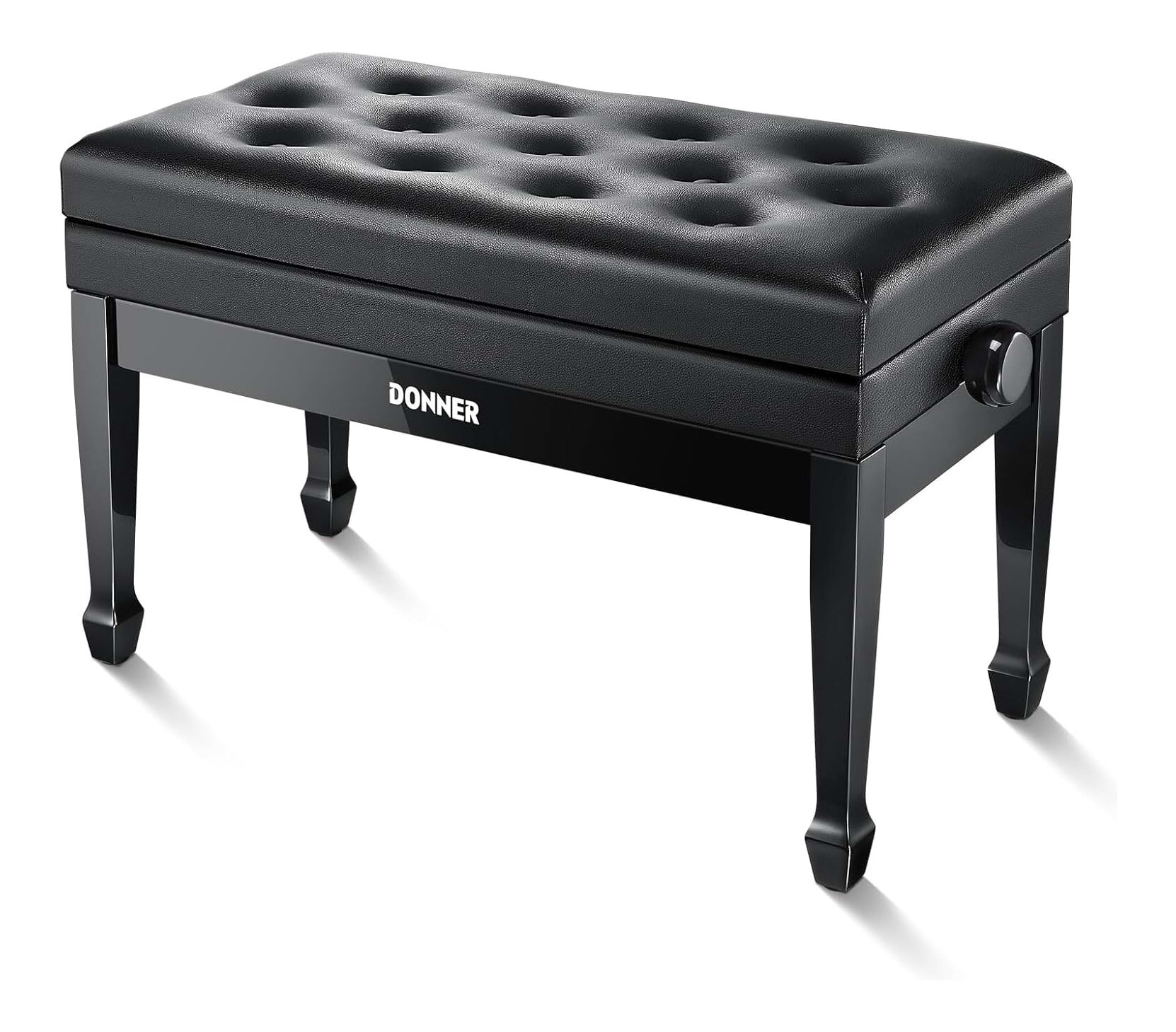 Donner Duet Adjustable Height Two-Seater Piano Bench - Black