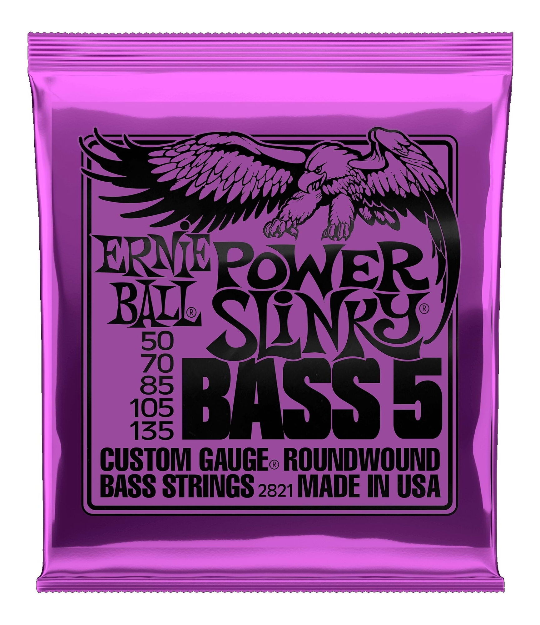 Ernie Ball 2821 Power Slinky 5-String Electric Bass Strings - 50-135 Gauge