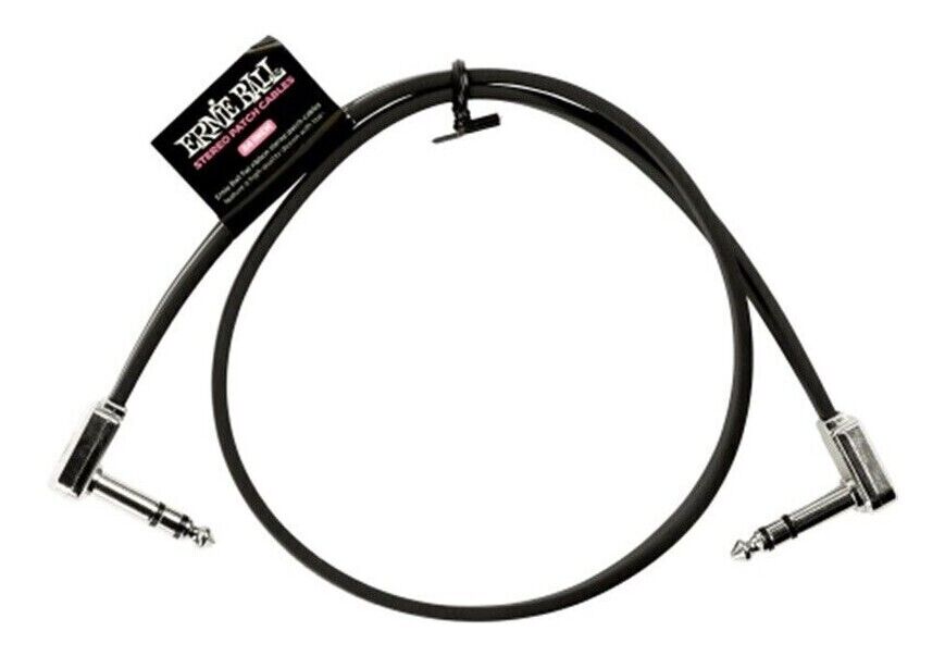 Ernie Ball Flat Ribbon Stereo Patch Cable - Black - 6 inch