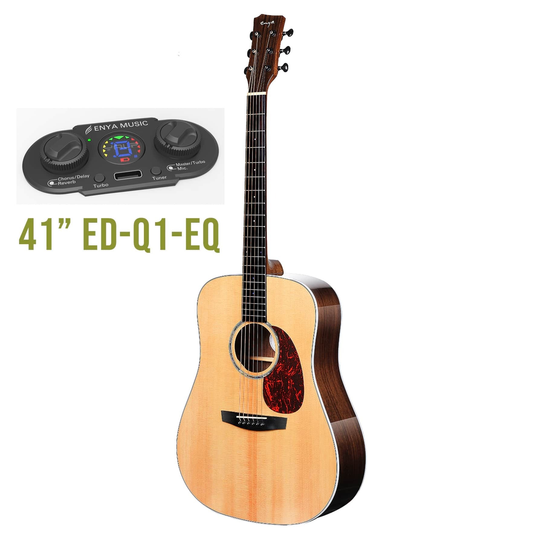 Enya Q1 Series Solid Spruce and Rosewood Acoustic Guitar - Dreadnought - includes pickup