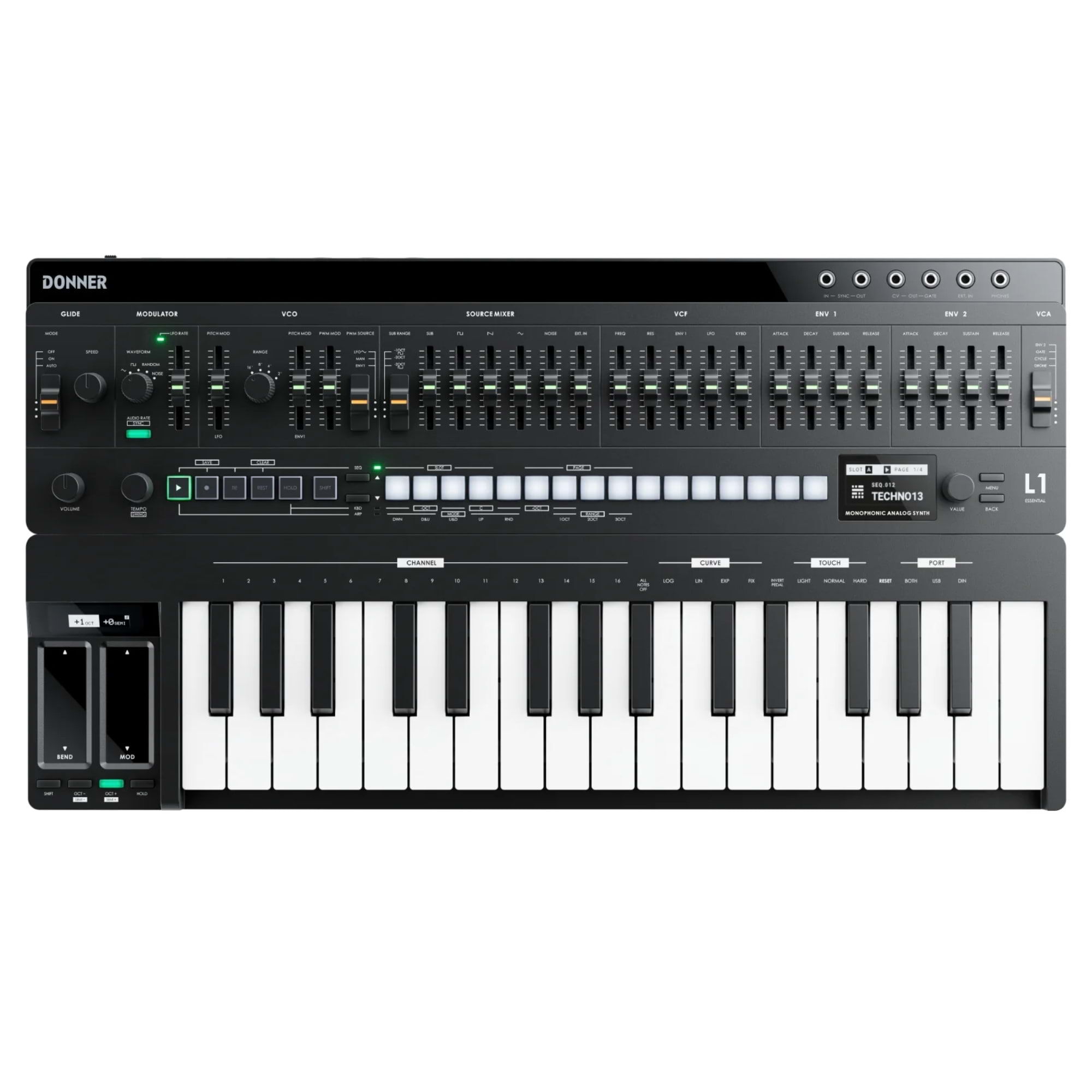 Donner Essential L1 Analog Synthesizer with KB-32M 32-Key Keyboard Pack