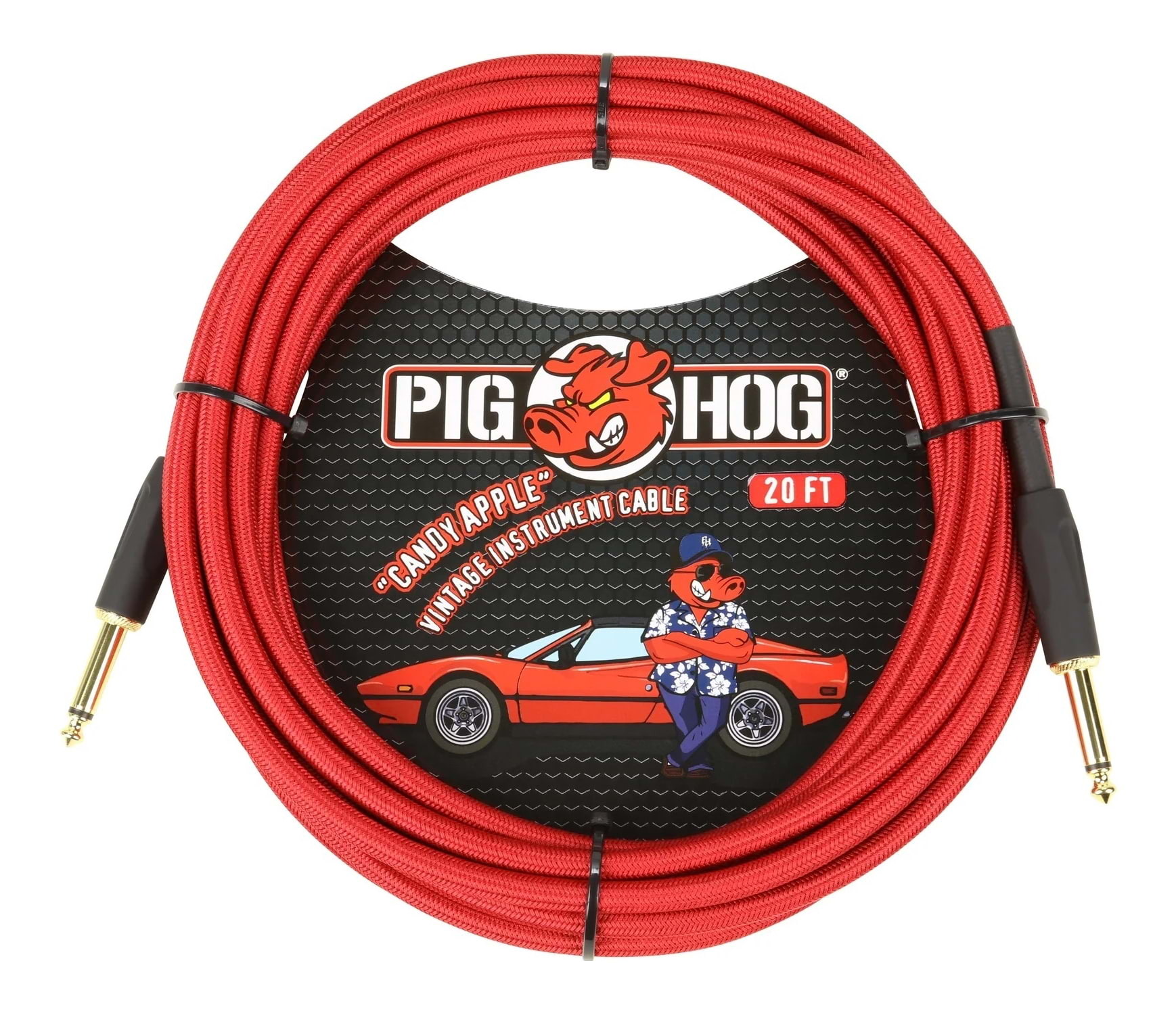 Pig Hog Candy Apple Red Instrument Cable 20ft