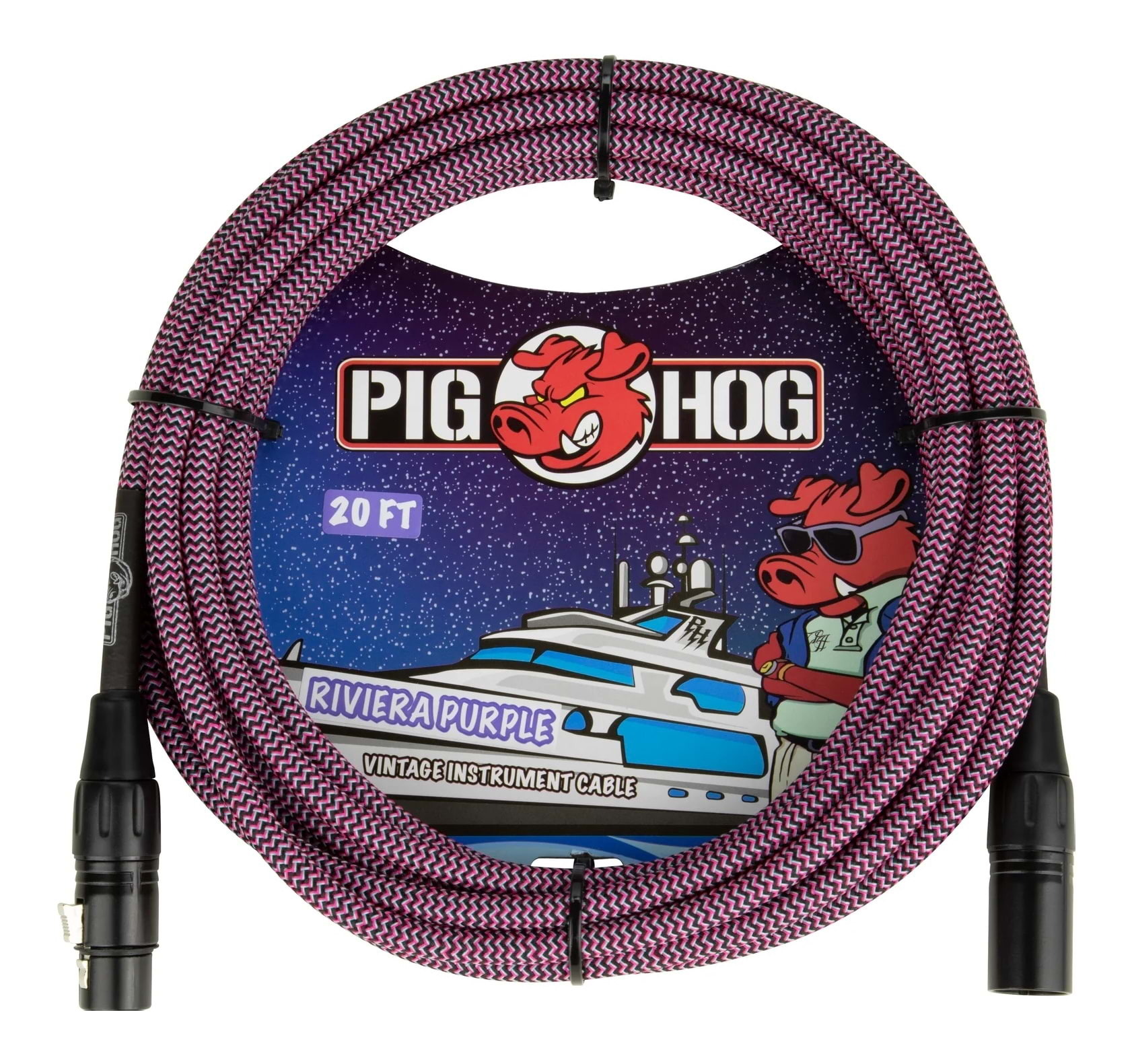 Pig Hog Riviera Purple Woven XLR Microphone Cable 20ft