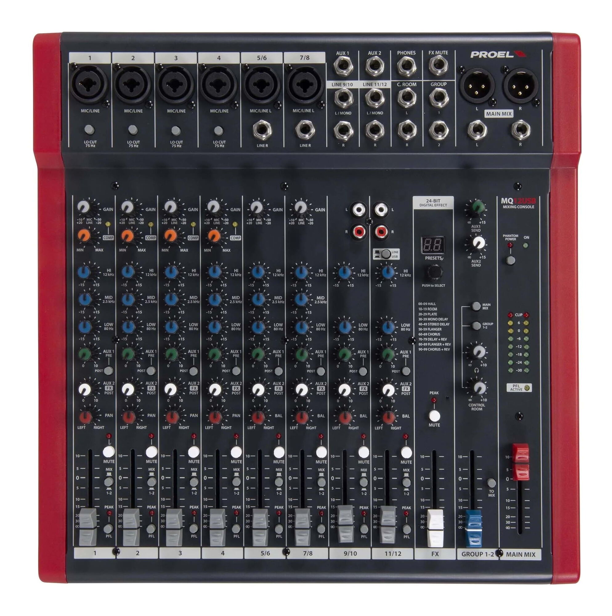 Proel MQ12USB 12-Channel PA Mixer with DFX and USB