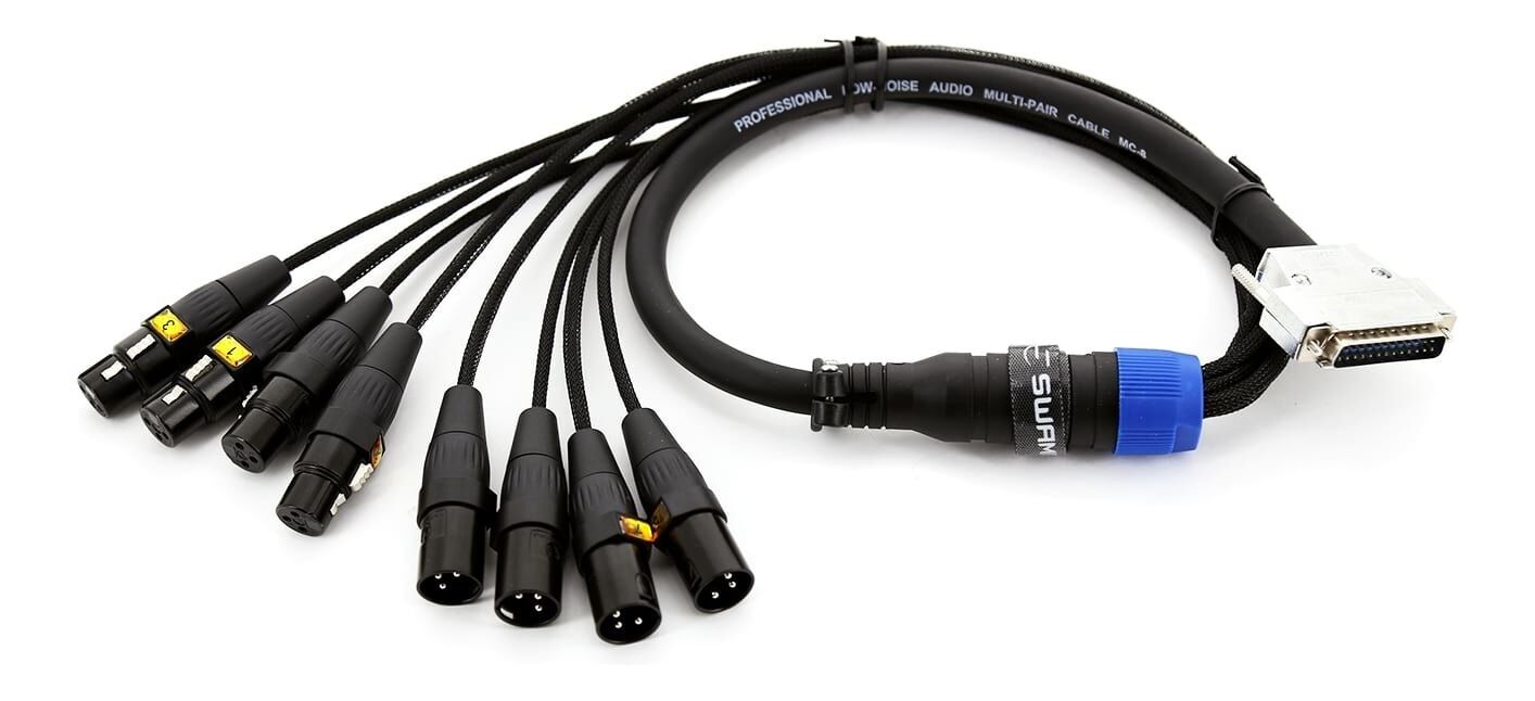 SWAMP 8-way DB-25 to XLR Digital I/O AES Cable TASCAM wiring - 2m