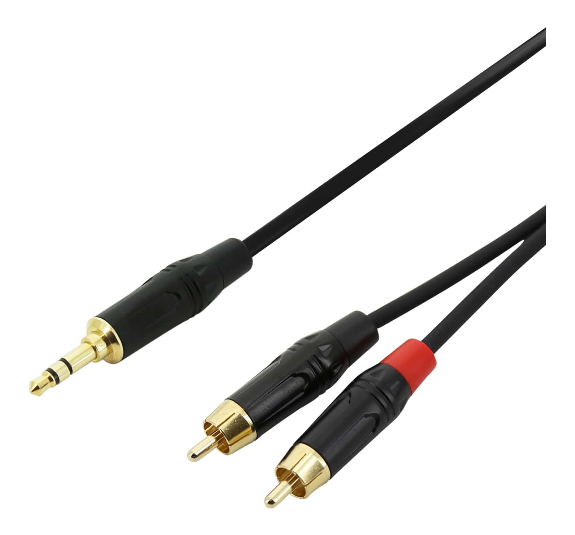 SWAMP Smartphone to Dual RCA Cable - Extended 3.5mm Mini-Jack