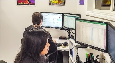 Customer service team at work in the office