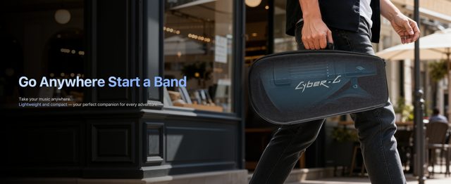Cyber-G String Model in its protective storage case, out and about
