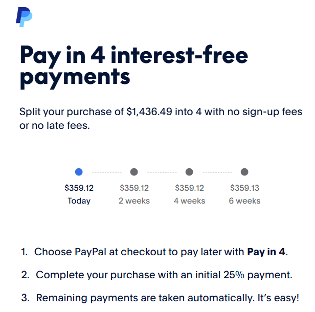 PayPal Pay in 4 overview