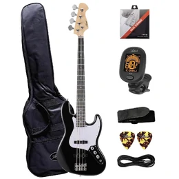 Artist AJB J-Style Electric Bass Guitar with Accessories - Black