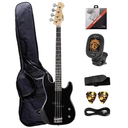 Artist APB P-Style Electric Bass Guitar with Accessories - Black